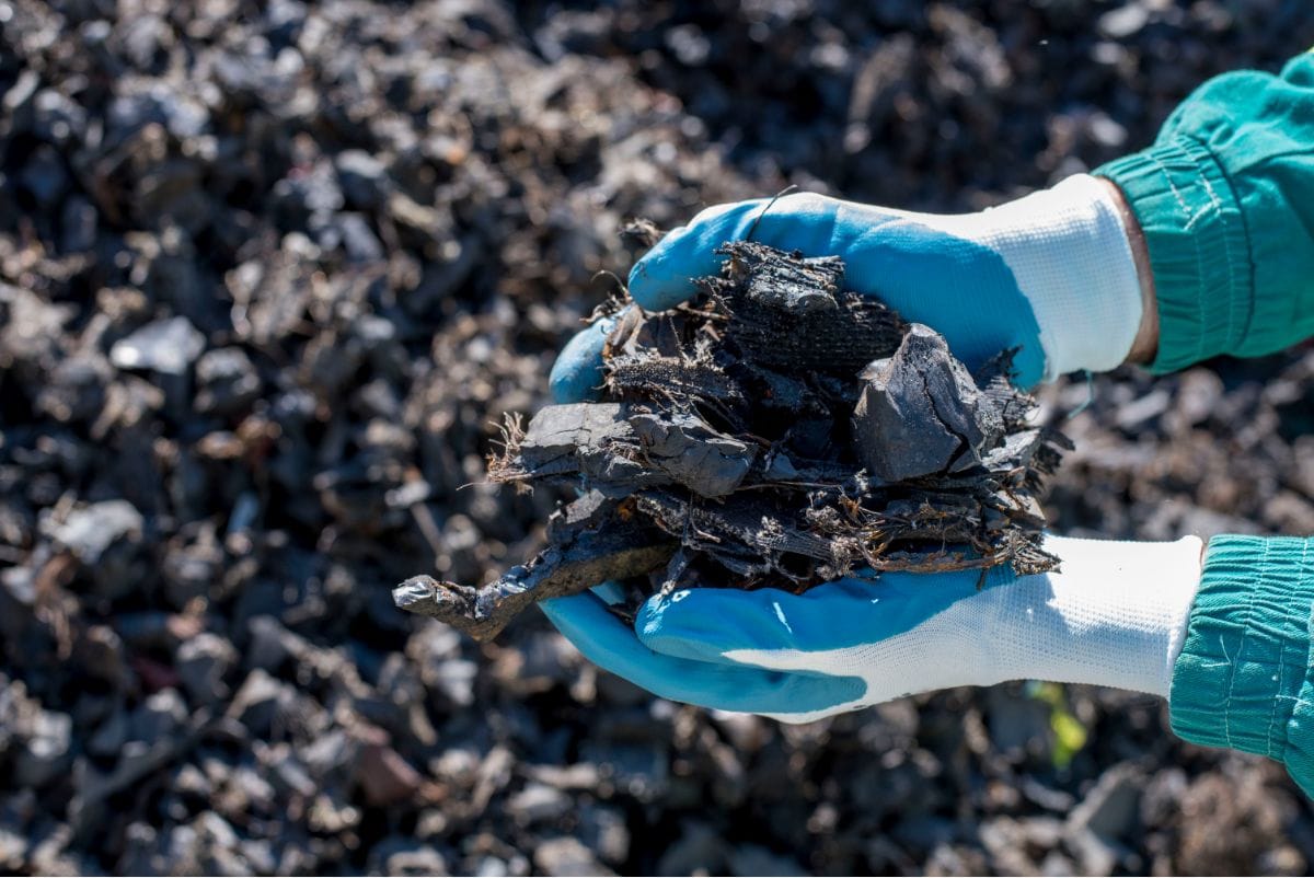 holding shredded rubber